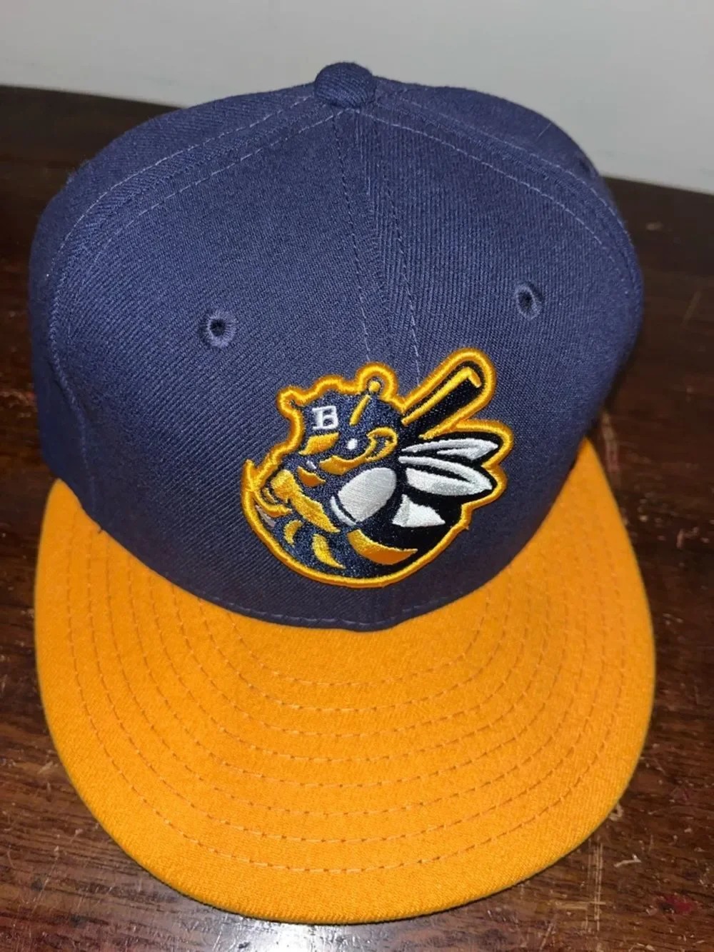 Vintage New Era Burlington Bees MILB Cap Hat Fitted 6 7/8 Youth Child Kids B